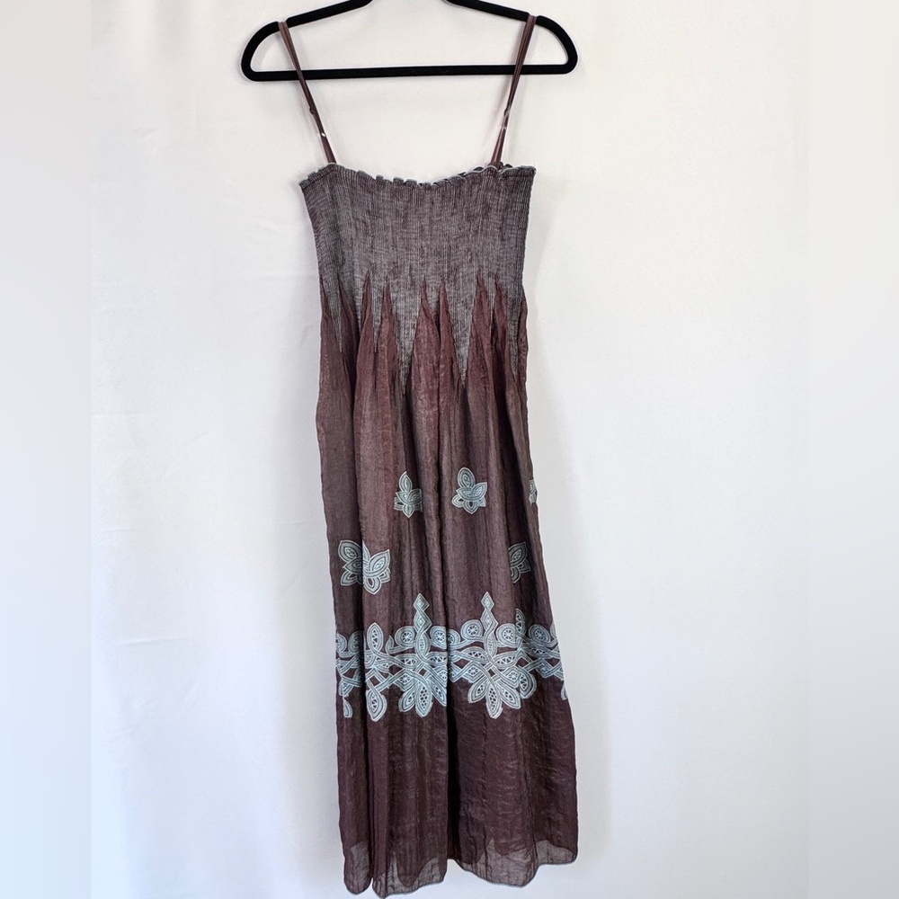Max Studio Brown and Blue Maxi Dress